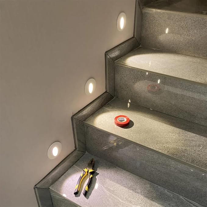 Wall Sconce Lamps Embedded with Mounting Box Round Nightlight for Stair Step Corridor Balcony Luminaire AC85-265V/DC12V(Warm(2700-3500K),1W AC85-265V)