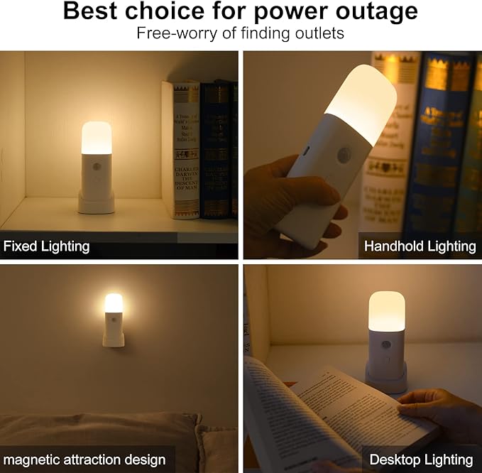 YELKO Motion Sensor Night Lights, Rechargeable nightlights Battery Operated, Dimmable Table lamp with 5 Levels Brightness Adjustable, Cordless Dimmable LED Nursery Night Lights for Home