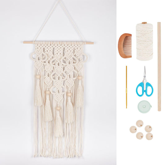 FREEBLOSS DIY Macrame Kit for Adults Beginners Bohemian Macrame Wall Hanging Ornament Creative Boho Macrame Wall Art Macrame Tapestry Gift for Mom Girls