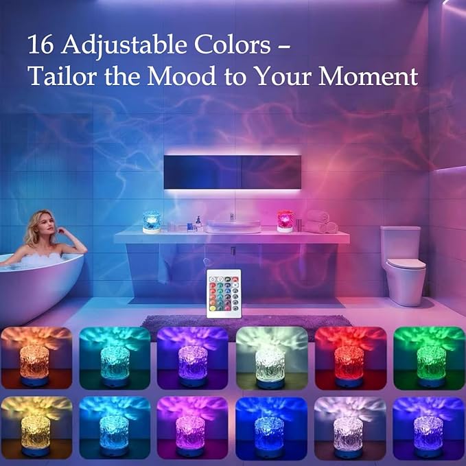 Rechargeable Shower Lights for Inside Shower-Ocean Wave Projector Light for Bathroom Bath Tub-Cordless LED Bathroom Lights 3D Water Ripple Light Ocean Lamp for Bathtub Relaxing Spa,Northern Aurora