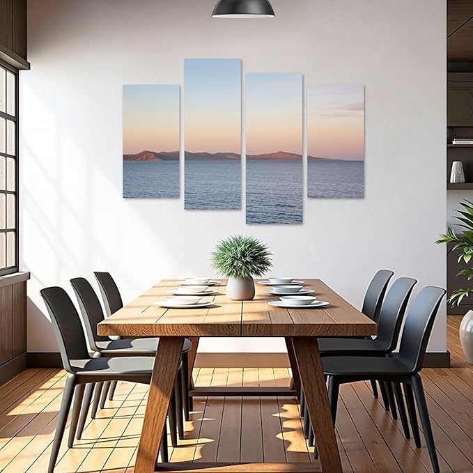 Canvas Wall Art Prints Pictures Bear lake from Marina Garden City Utah Framed Posters Modern Wall Painting Artwork Gift Home Decor for Living Room Ready to Hang 4 Panel
