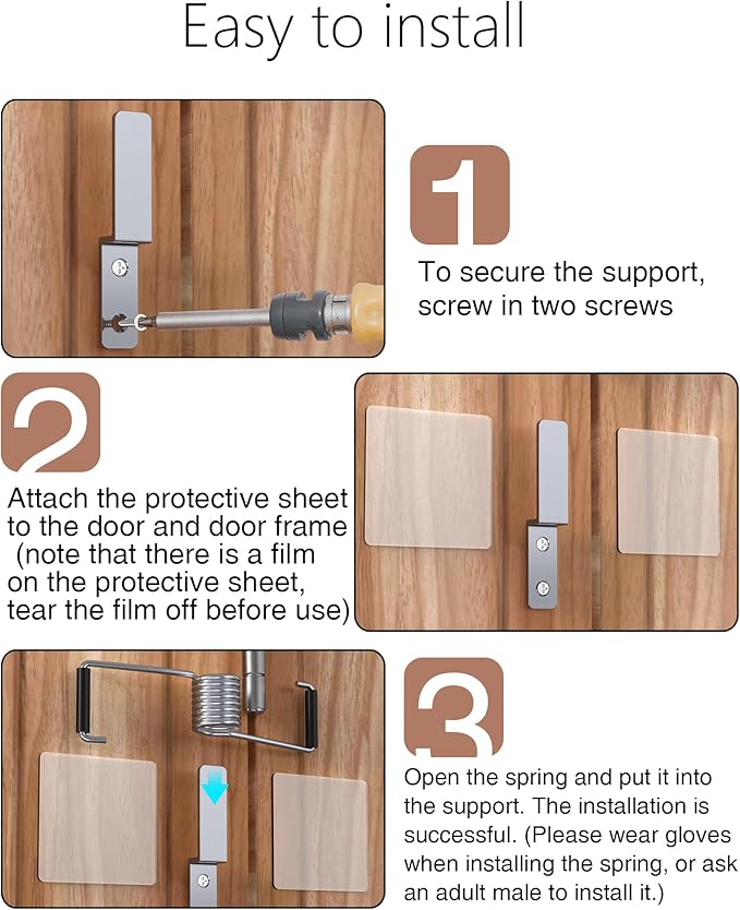 Spring Automatic Door Closer, Door Closer for Home, Screen Door，Household, no Need to Remove Door Hinges(1 PC Silver)