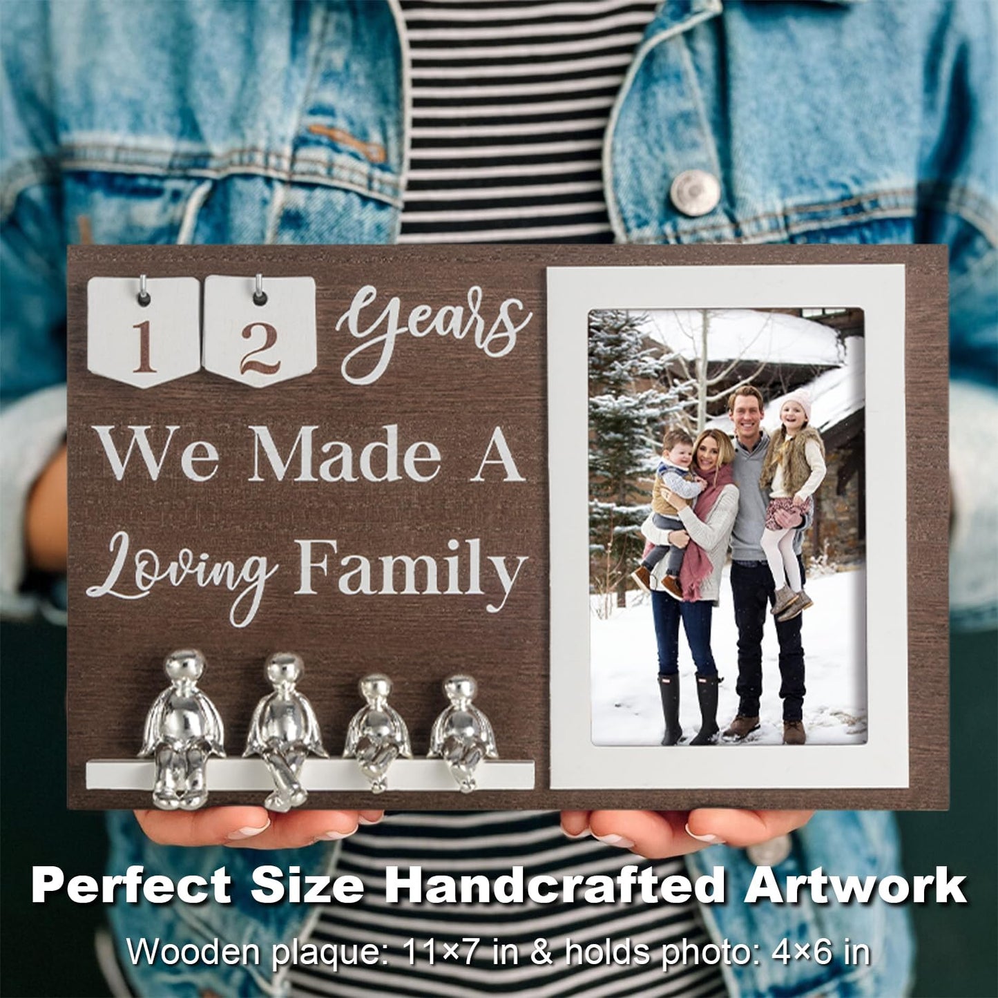 Wedding Anniversary Idea for Wife Gifts for All Anniversaries, 10 Year Tin Gift for Couples Him Her Husband, Aluminum Sculptures Family Tree Picture Frame Keepsake Decor Sculptures DIY Personalized
