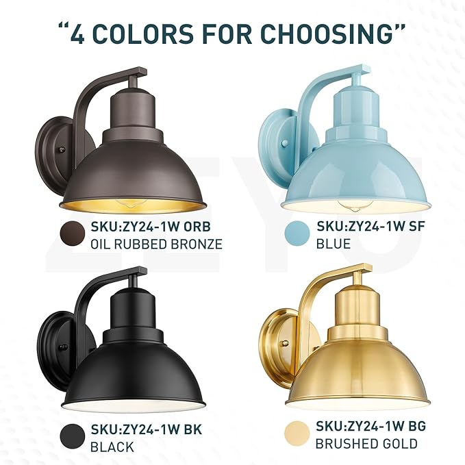 zeyu Blue Wall Mounted Light, Kitchen Wall Light Fixture for Bedroom Dining Room, Metal Dome Shade in Blue Finish, ZY24-1W SF
