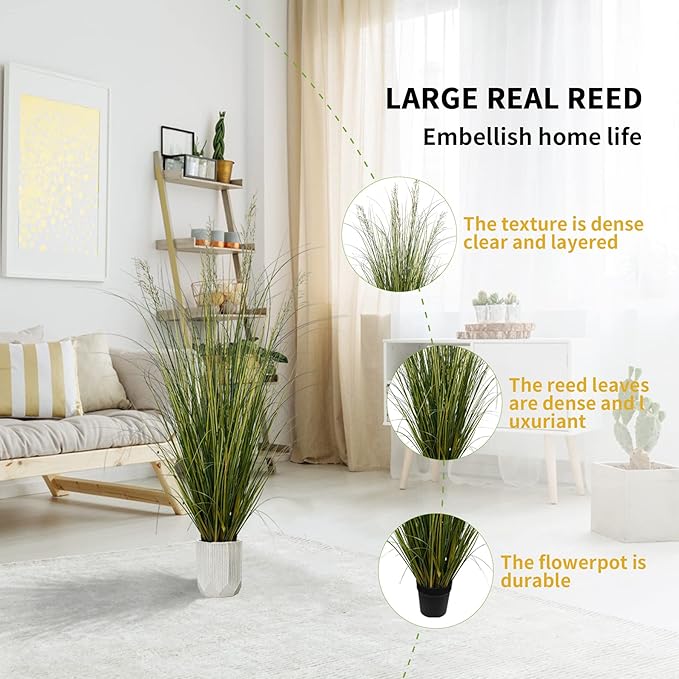 Artificial Plant 5ft(2pack) Tall Artificial Grass Plant,Faux Plants Indoor Home Decorative Artificial Plants & Flowers in Pot Fake Plant, House Plant Indoor