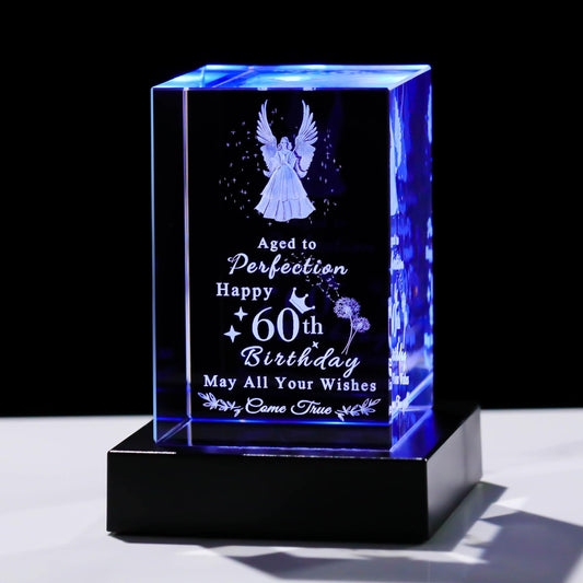 Qianwei 60th Birthday Gifts for Women Men - 3D Guardian Angel Gifts Personalized 1964 60 Year Old Birthday Present for Her Him - Happy 60th Birthday Gifts Ideas for Mom Dad Unique