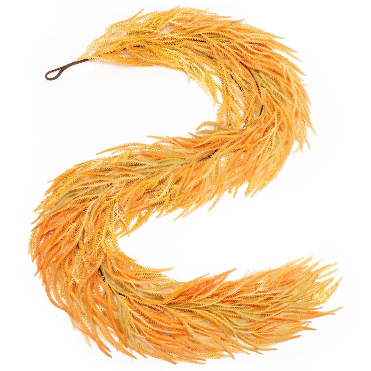 Noverlife 6FT Fall Garland for Mantle, Artificial Fall Leaf Garlands Gradient Autumn Hanging Norfolk Pine Garland, Harvest Faux Pine Wreath Fall Leaves Decor for Home Thanksgiving Halloween