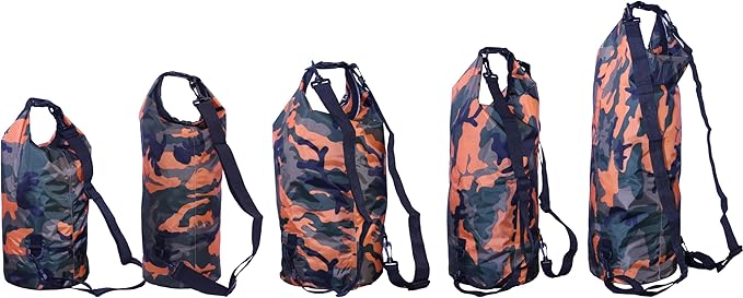 Waterproof Dry Bag Combo 5-30L Roll Top Dry Storage Bag Backpack for Kayaking Boating Beach Camping Travel Fishing, w/Phone Case & Collapsible Water Bottle & Sunglasses & Ear Band,Orange 10L