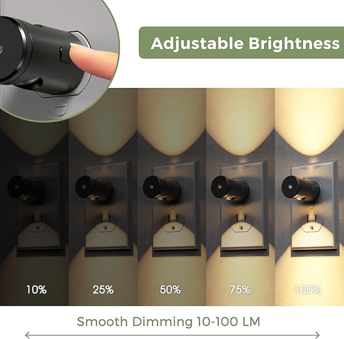 L LOHAS LED Night Lights Plug into Wall, 4 Pack 3000k/5000K/Amber Adjustable Color Temperature Night Light, Mini Nightlight with Dusk to Dawn Sensor, 180°Adjustable Lighting for Bathroom, Hallway