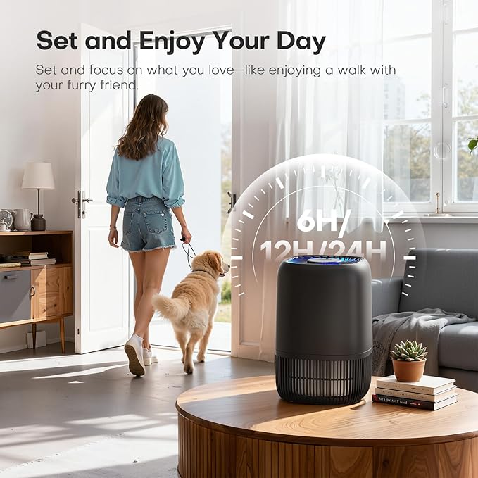 2 Packs of Air Purifiers for Home Bedroom, H13 Quiet HEPA Filter for Dust Pollen Smoke Odors, with Fragrance Sponge Night Light Vital Breeze Timer 22dB, Office Desktop Small Room, DH-JH12 Black