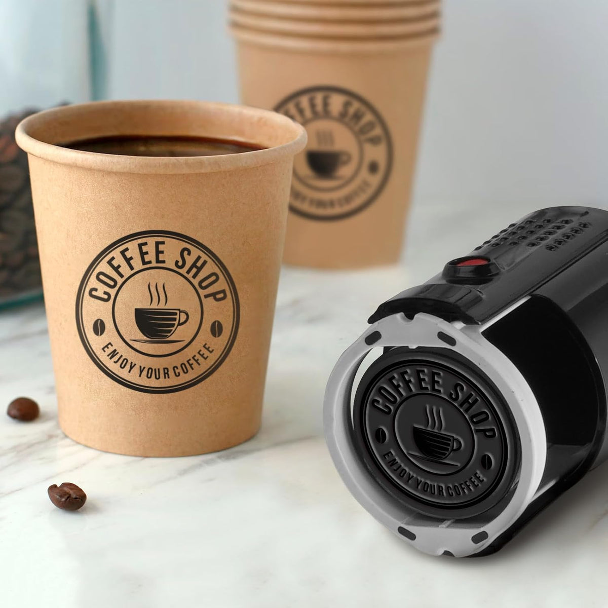 Custom Stamps for Business | Custom Logo Stamp | Personalized Self Inking Stamp Customized Business Logo Text Rubber Stamper, 4 Sizes/5 Color Options (1-inch)