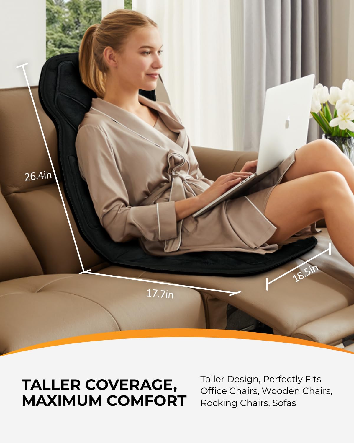 CooCoCo Vibration Back Massager with Heat, Birthday Gifts for Mom Dad Him Men Husband, Massage Chair Pad with 8 Vibrating Motors & 2 Levels Heat, Heated Seat Cushion for Home Office Use