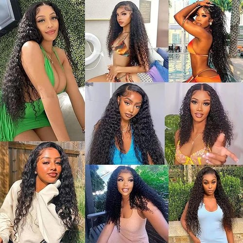 Water Wave Human Hair Bundle for Black Women 20 22 24 Inch Wet and Wavy 3 Bundles Brazilian Virgin Water Wave Bundles Natural Black Color Hair Extensions