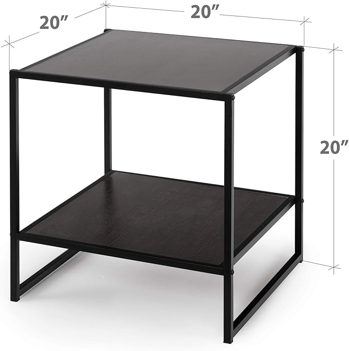 ZINUS Dane 20 Inch Black Frame Side Table, End Table, Easy Assembly, Rich black wood grain (Espresso)