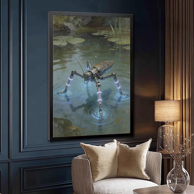 Framed Modern Sci Fi Wall Art for Living Room And Studio Futuristic Minimalist Decor 12x18in