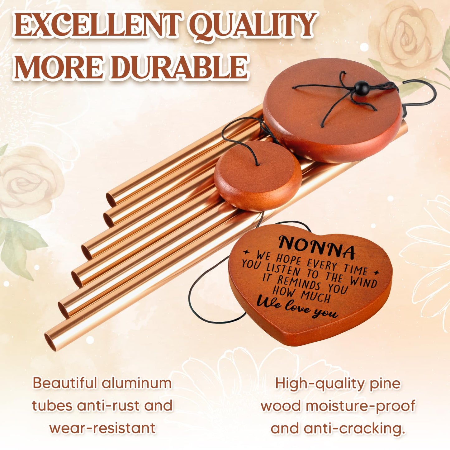 Nonna Gifts, Gifts for Nonna, Nonna Birthday Gift for Grandma from Grandkids, Nonna Wind Chimes for Birthday Thanksgiving Christmas Mothers Day, Best Nonna Present Gift Ideas - We Love You