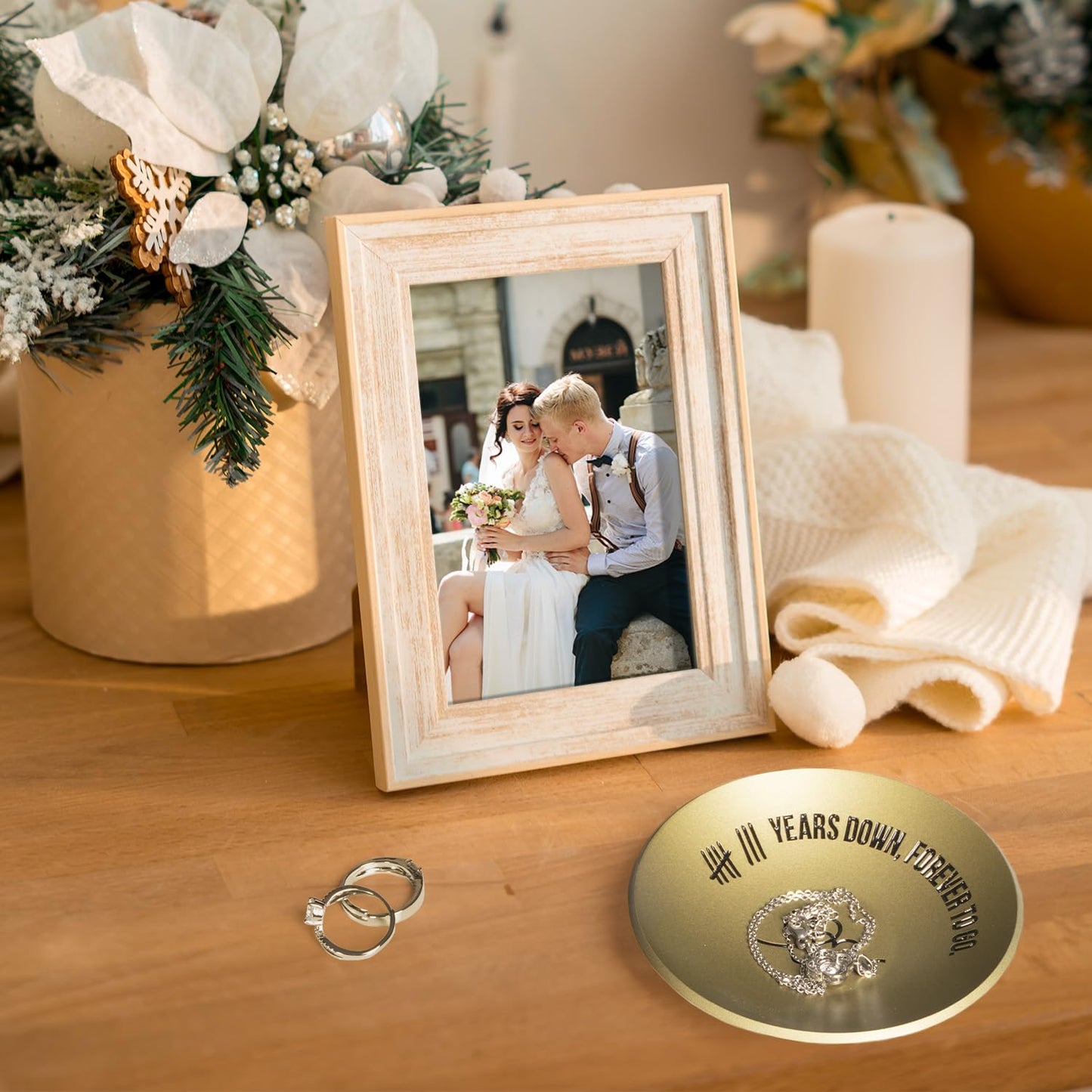 PuGez 8 Year Anniversary Bronze Gifts for Her/Him, 8th Wedding Anniversary for Wife Husband, 4" Ring Holder Dish Jewelry Tray - Unique Decoration Ideas Bronze Gift For Men Women Couple