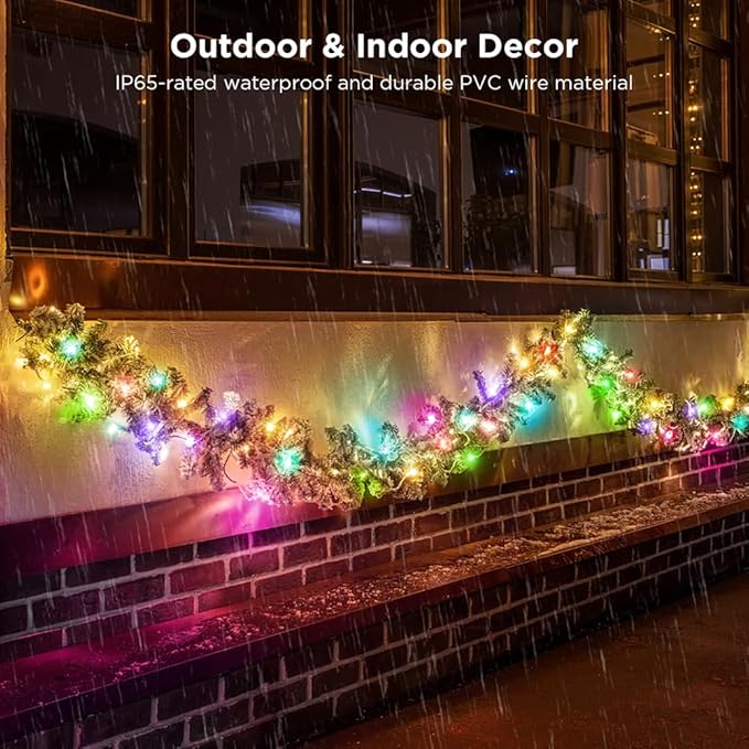 String Lights, 50ft 150 LED Lights Color Changing String Waterproof, 200+ Preset Scene Modes, Smart App & Remote for Indoor Outdoor Christmas Decoration Party Holiday Home Bedroom Patio Decor