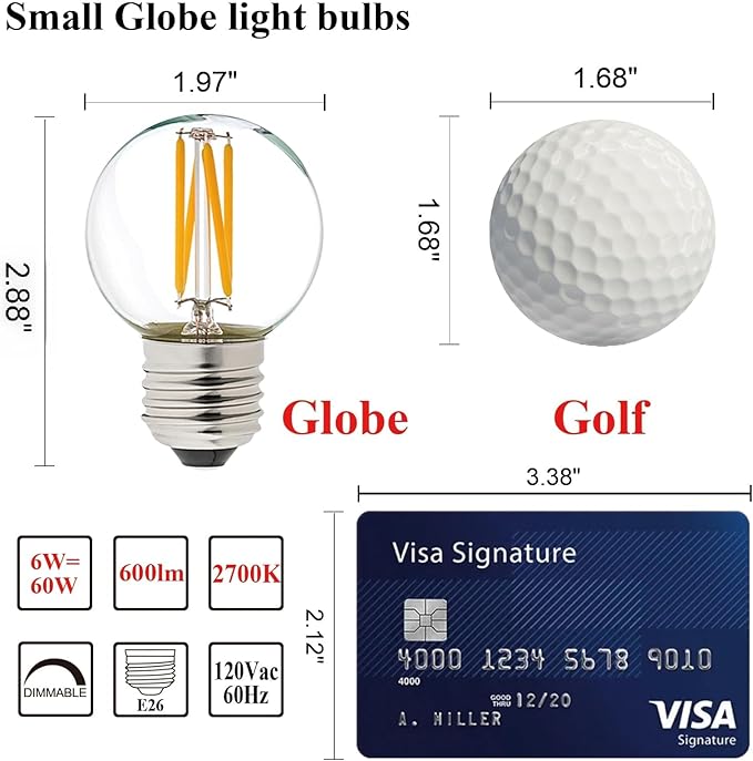 LiteHistory Dimmable E26 Edison Bulb G16.5 Light Bulb 6W Equal 60 watt Light Bulb AC120V Warm 2700K E26 led Bulb for Pendant,Chandeliers,Vanity,Wall sconces Edison Light Bulbs 60 Watt 600lm 6Pack