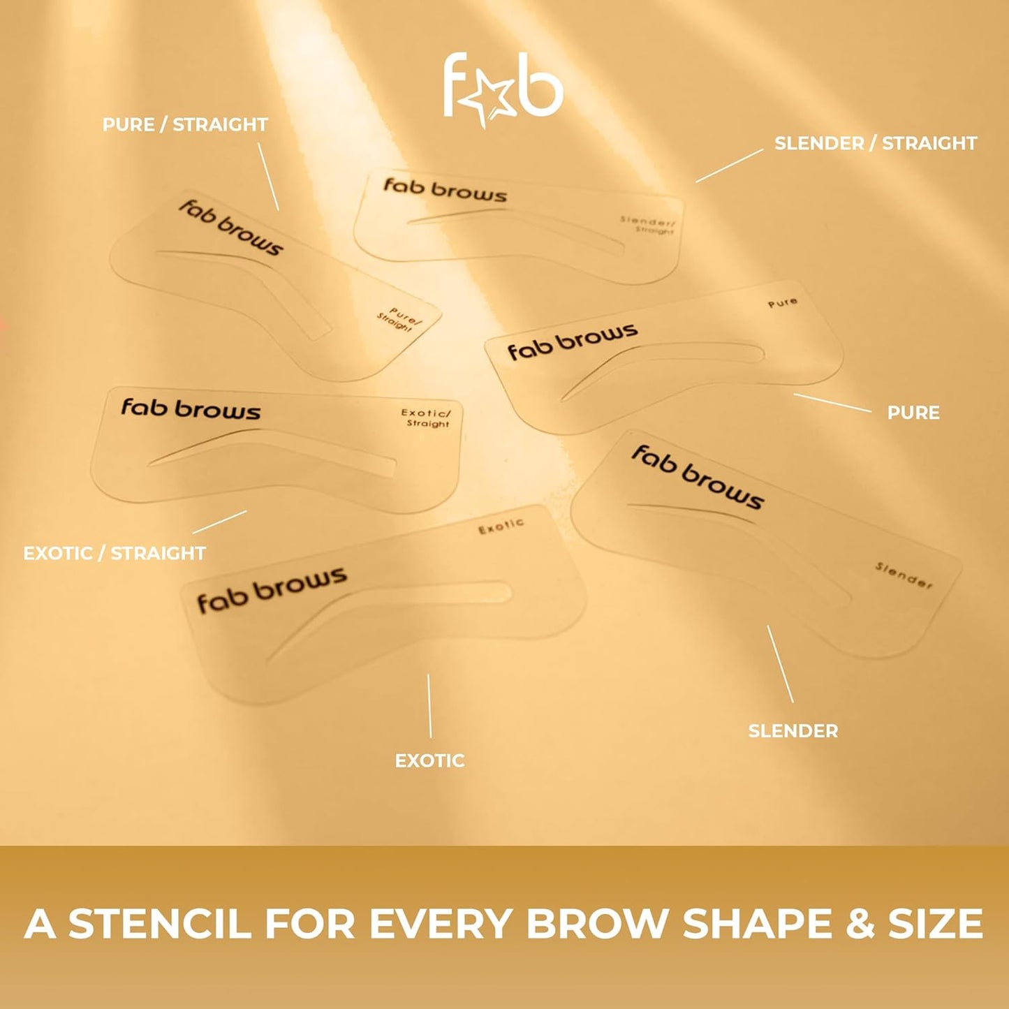Lux Eyebrow Stencils | Easy Eyebrow Shaper Stencil | Thinner Design | 6 Natural Brow Shapes | Fits All Faces & Sizes | Eyebrow Stencil Kit for Beginners & Professionals | Stencils Only