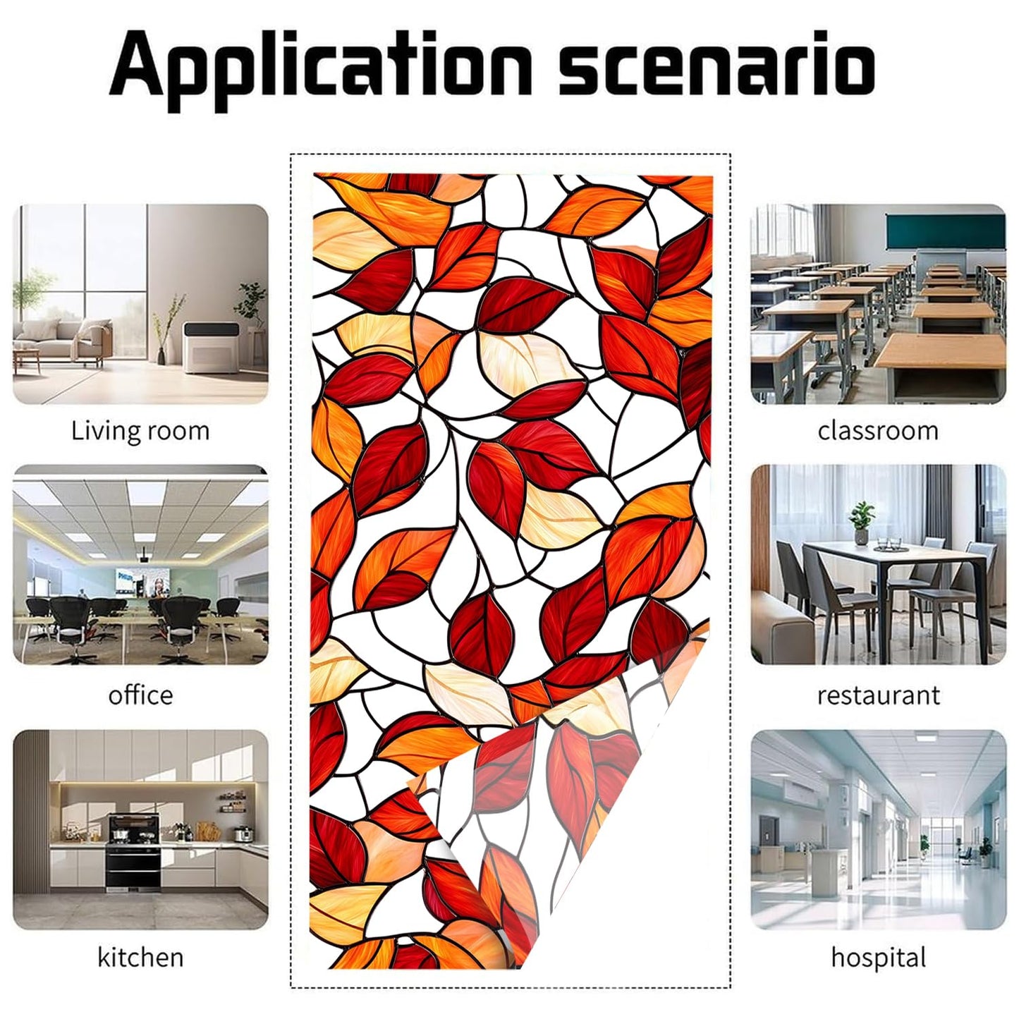 Fluorescent Light Covers for Ceiling Lights-Magnetic,2pcs,Geometric & Stained Glass Designs for Ceiling Lights 2ft x 4ft-For Classroom, Office，Home (Stained Glass Leaves, 48"L x 24""W-2pcs)"