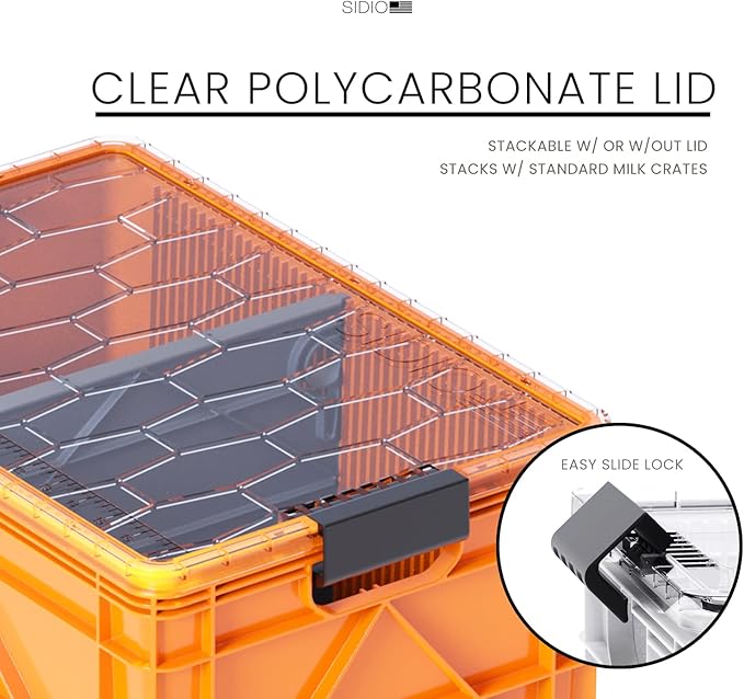 SIDIO CRATE Starter Pack - Two Full Size and One Half Size SidioCrate, Stackable Outdoor Organizer Storage Bins with Clear Lid and Dividers - SIDIO Variety Pack