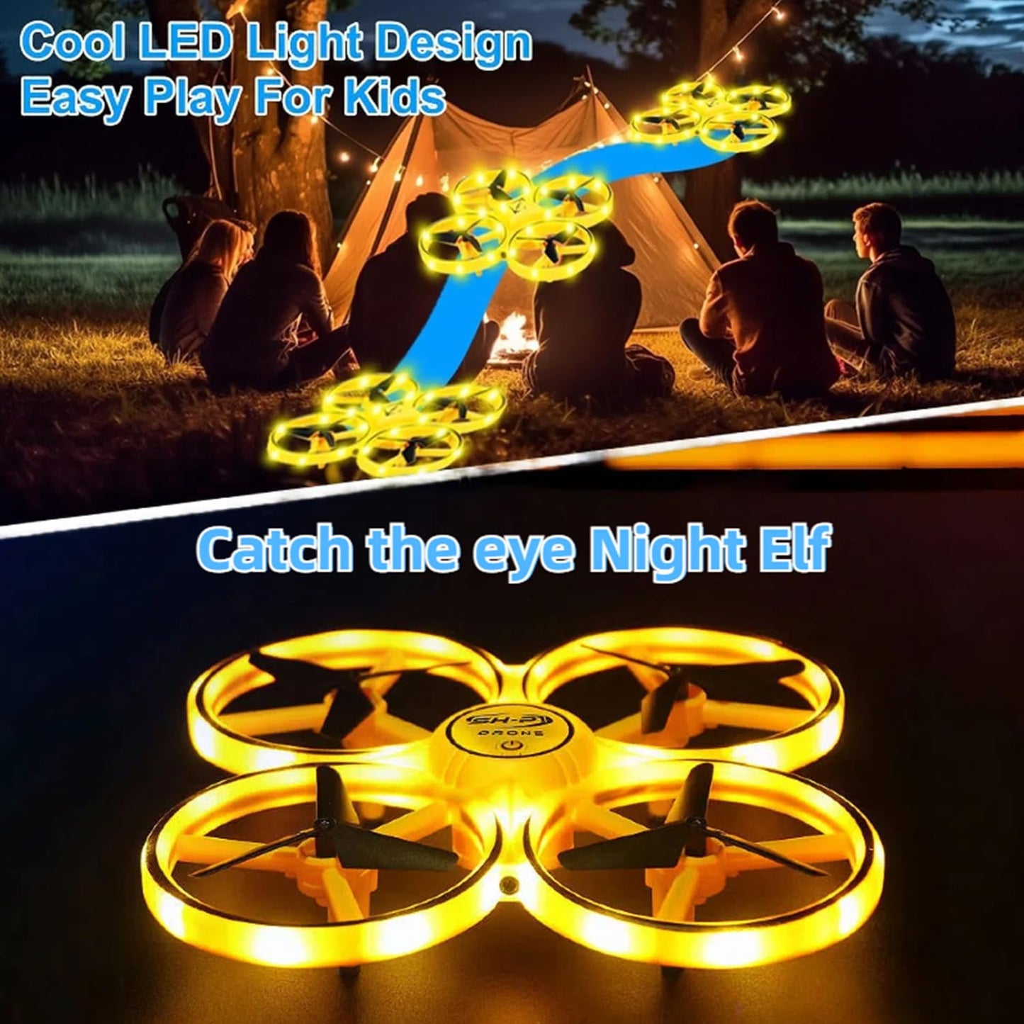 2025 Upgraded Hand Controlled Drone for kids,Somatosensory aircraft with Smart Watch Controlled, Gesture sensing aircraft Cool LED Remote Control Drone 360° Flips,quadcopter,Toys Gifts for Boys and Girls
