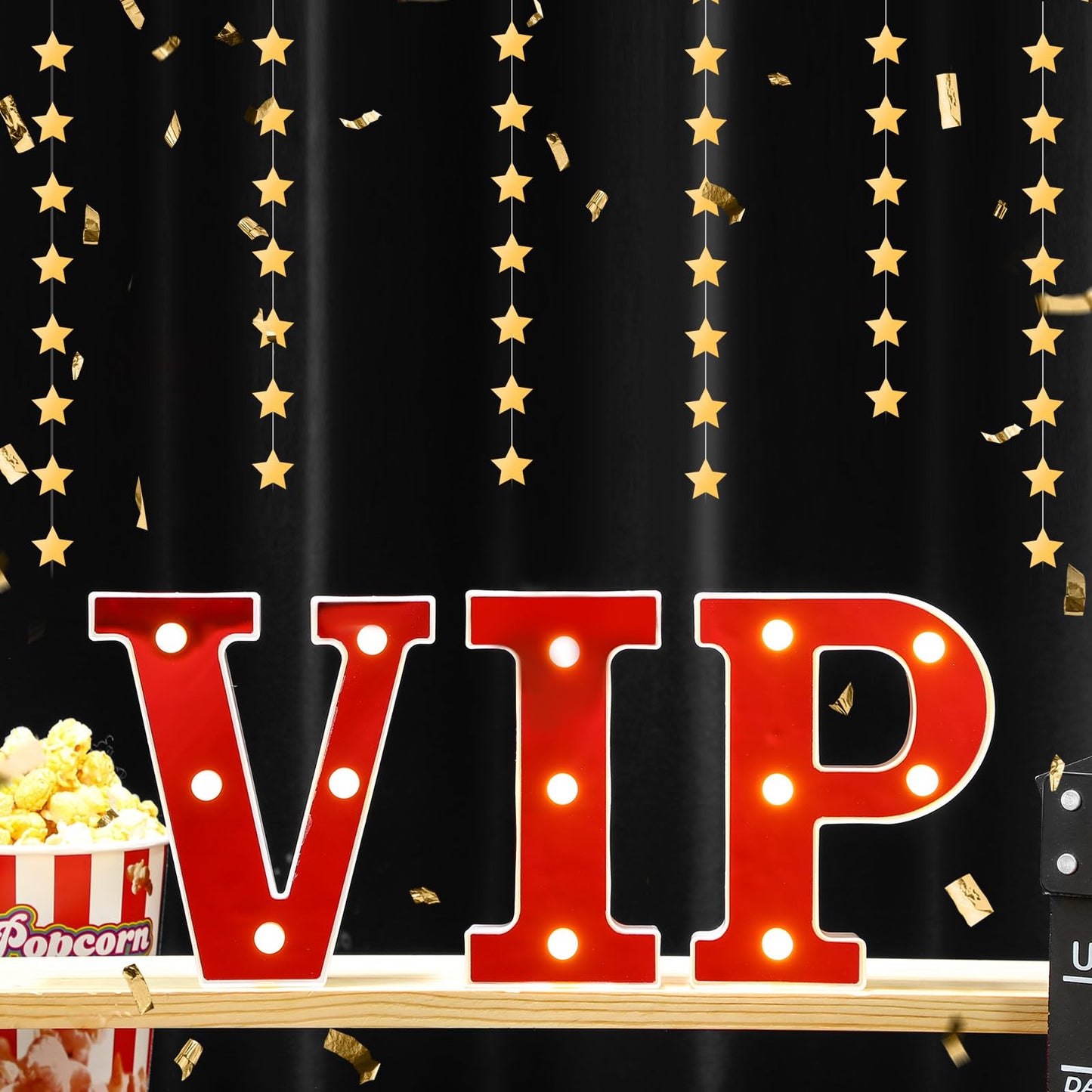 Aurelema VIP 6.3" Light up Letters Sign Party Decorations Battery Powered Marquee Lighted Sign LED Alphabet Letter Lights for Night Party Birthday Home Tabletop Decor Supplies"