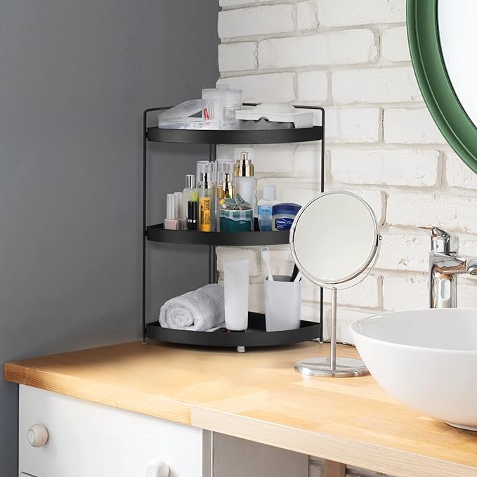 Corner Shelf 3 Tier Bathroom Countertop Organizer ，Kitchen Bathroom Countertop Perfume Trays for Dresser Cosmetic Makeup Organization Standing Shelves Space Saving Holder
