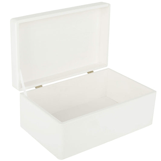 Creative Deco Large White Wooden Box Storage with Hinged Lid | 11.8x7.87x5.51in (+-0.5) | Keepsake Gift Box for Tool Dog Toy Kitchen Storage | ROUGH UNSANDED Wood Chest Trunk