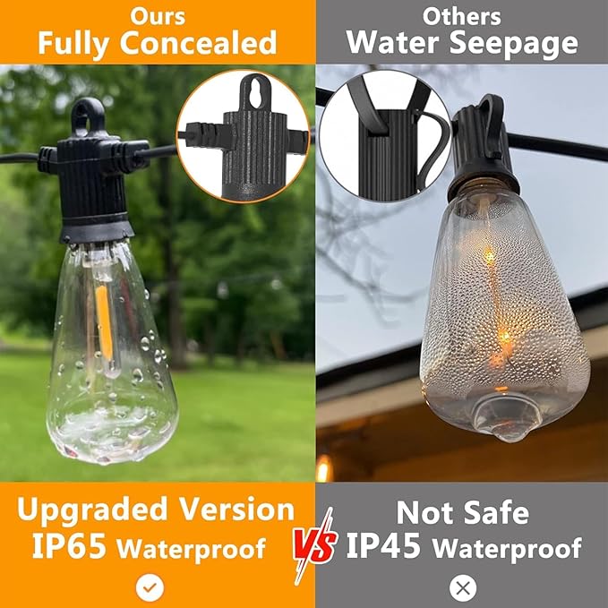 ZOTOYI Outdoor String Lights 25FT, Patio Light for Outside with Shatterproof 13 LED Bulbs, IP65 Waterproof Connectable Hanging Lights for Backyard, Porch, Bistro, Cafe, Balcony, Garden