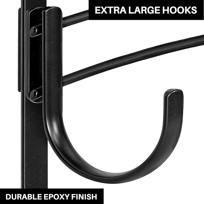 LYNK Professional® Home™ Over The Door Hooks - 14 Hook Over The Door Hanger - Over Door Coat Rack - Hanging Towels or Clothes - Bathroom, Bedroom or Laundry Room - Lifetime Ltd. Warranty – Black