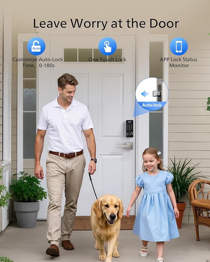 Philips WiFi Smart Lock with Handle, Fingerprint Keyless Entry Door Lock with WiFi Bridge, Smart Locks for Front Door with Handle Set, APP Remote Control, Work with Alexa&Google Assistant, Auto-Lock