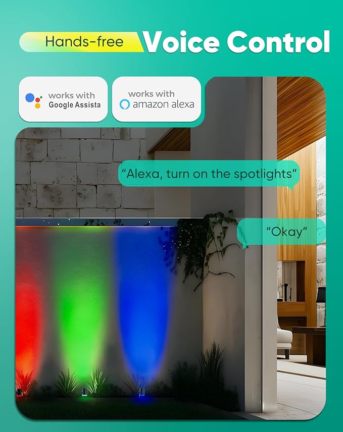 GZBtech Waterproof Landscape Spotlights, 24V RGB+IC+CCT Color Changing Outdoor Pathway Lighting, App&Remote Control Work with Alexa, Aluminum Dimmable LED Spot Light for Garden Yard Decor, 4 Pack
