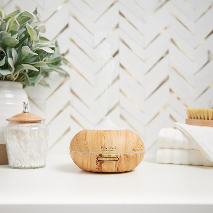 Ultimate Ultrasonic Aromatherapy Diffuser for Essential Oils - Therapeutic Grade, Helps You to Relax - 3 Timer & 7 Ambient Light Settings - Up to 16 Hours of Use - Cherry, 300mL