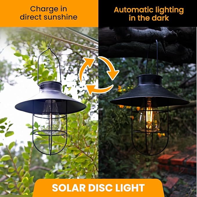 4 Pack ‌Solar Lanterns Outdoor Waterproof Ideal as Gifts for Women, Mothers and Wife.Vintage-Style Hanging Solar Lights Suitable for Outdoor Use in Yards, Patios, Backyards and Porches.