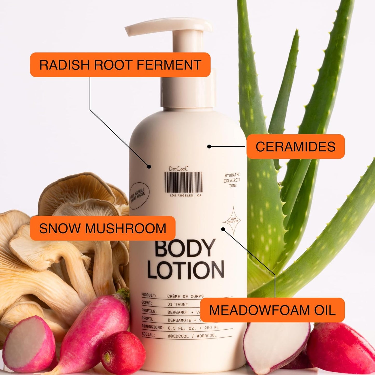 DedCool Body Lotion Refill | Xtra Milk | Deeply Hydrating Lightweight Formula with Ceramides, Snow Mushroom & Meadowfoam Oil | Soft Musk, Bergamot & Amber Scent | Non-Toxic, Vegan Skincare | 16 fl oz
