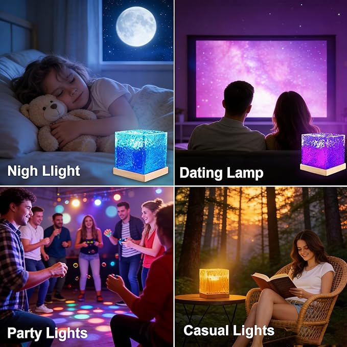 Ocean Wave Projector Light, 16 Colors Changeable Lamp with Remote, 3D Holographic Water Ripple, Romantic Ambient Lighting for Meditation, Relaxation, Bathroom, Night Light