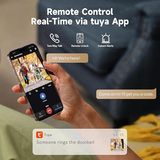 5 in 1 Smart Lock for Front Door, Keyless Entry Deadbolt with Camera & Doorbell, WiFi Secure Electronic Lock for Home, Fingerprint, Keypad, App Control, Voice Changer, Compatible with Alexa