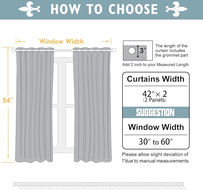 ChrisDowa 100% Blackout Curtains 54 inch Long for Bedroom with Black Liner, 2 Thick Layers Total Blackout Thermal Insulated Grommet Window Curtains 2 Panels Set (Aqua, 42 x 54 Inch)