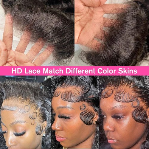YJVMR 22 Inch Deep Wave Lace Front Wigs Human Hair 13x6 HD Lace Front Wigs Human Hair Pre Plucked Curly Wig 200 Density Glueless Frontal Wigs for Women