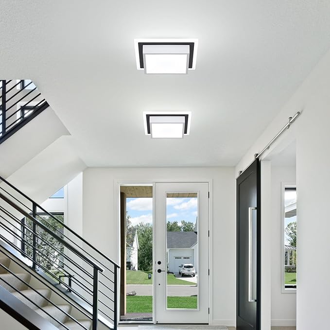 Modern LED Ceiling Light, Hallway Ceiling Light, 6000K Cold White Flush Mount Ceiling Lamp, Square Hallway Lighting Fixtures for Living Room Bedroom Bathroom Kitchen