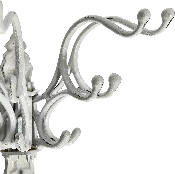 Creative Co-Op Antique Decorative Cast Iron Multi Hook Wall Hanger with 15 Hooks, Distressed White