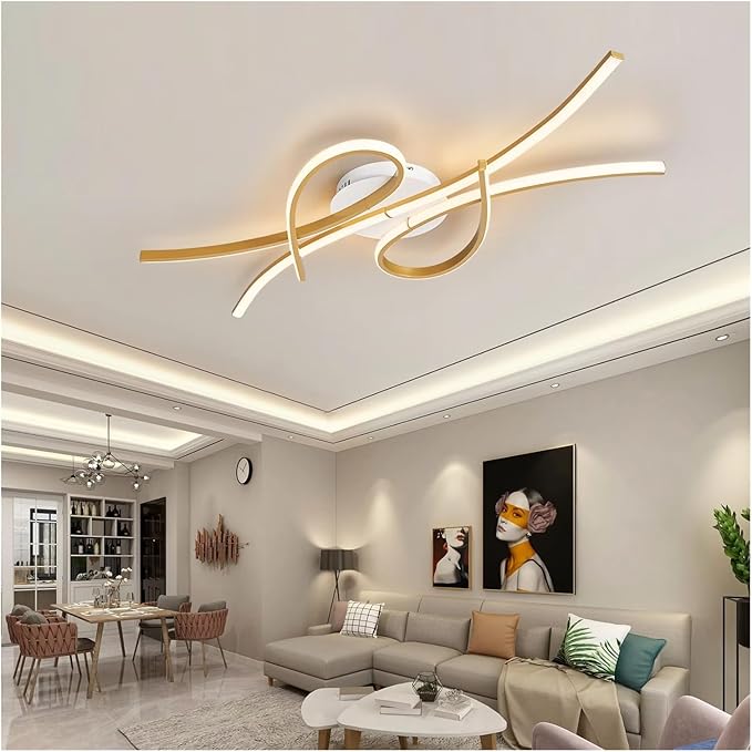Smart Home Led Pendent Light Living Room Bedroom Study Room Hanging Light Black/Gold Art Decoration Chandelier,Modern