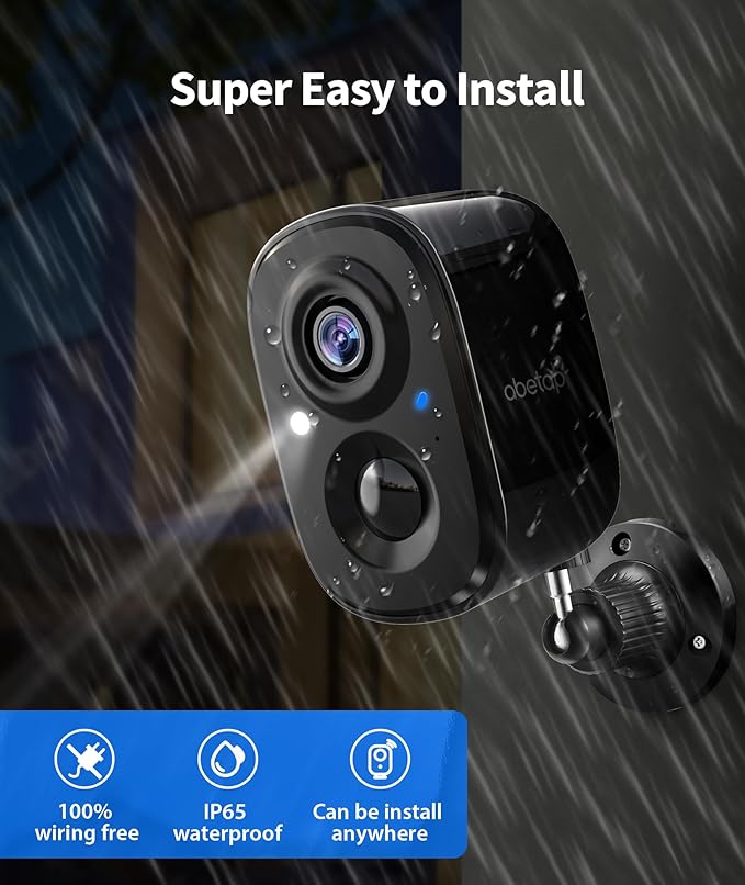 2K Wireless Security Cameras - Outdoor WiFi Security Cameras Color Night Vision, AI/PIR Detection, 2-Way Talk, Cloud/SD, Weatherproof, Battery Powered Outdoor Cameras (Black1)