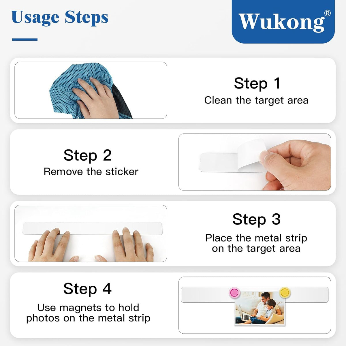 Wukong 6 Pack | 30x3cm(11.81 x 1.18) Magnetic Stainless White Boards Strips, Adhesive Backing Bulletin Bar Board, Memo Board with 16Pcs Colorful Magnets for Office, Home, Photo Wall, Documents