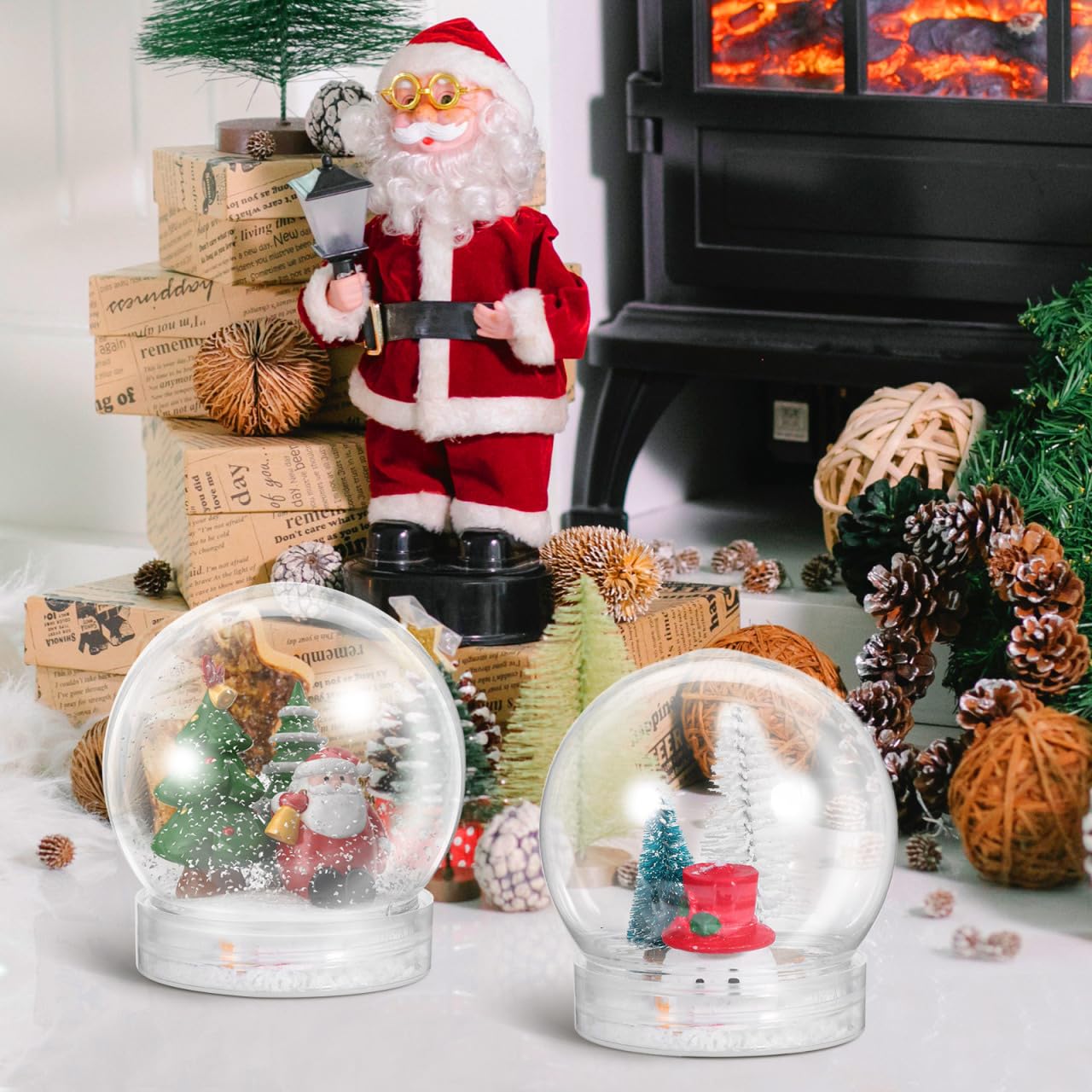 BESTOYARD 30 Pcs Snow Globe Jar 3-Inch DIY Party Favor Dome Clear Snow Earth for Ornaments,Plant Terrariums Wedding Snowglobes Outdoor Plastic