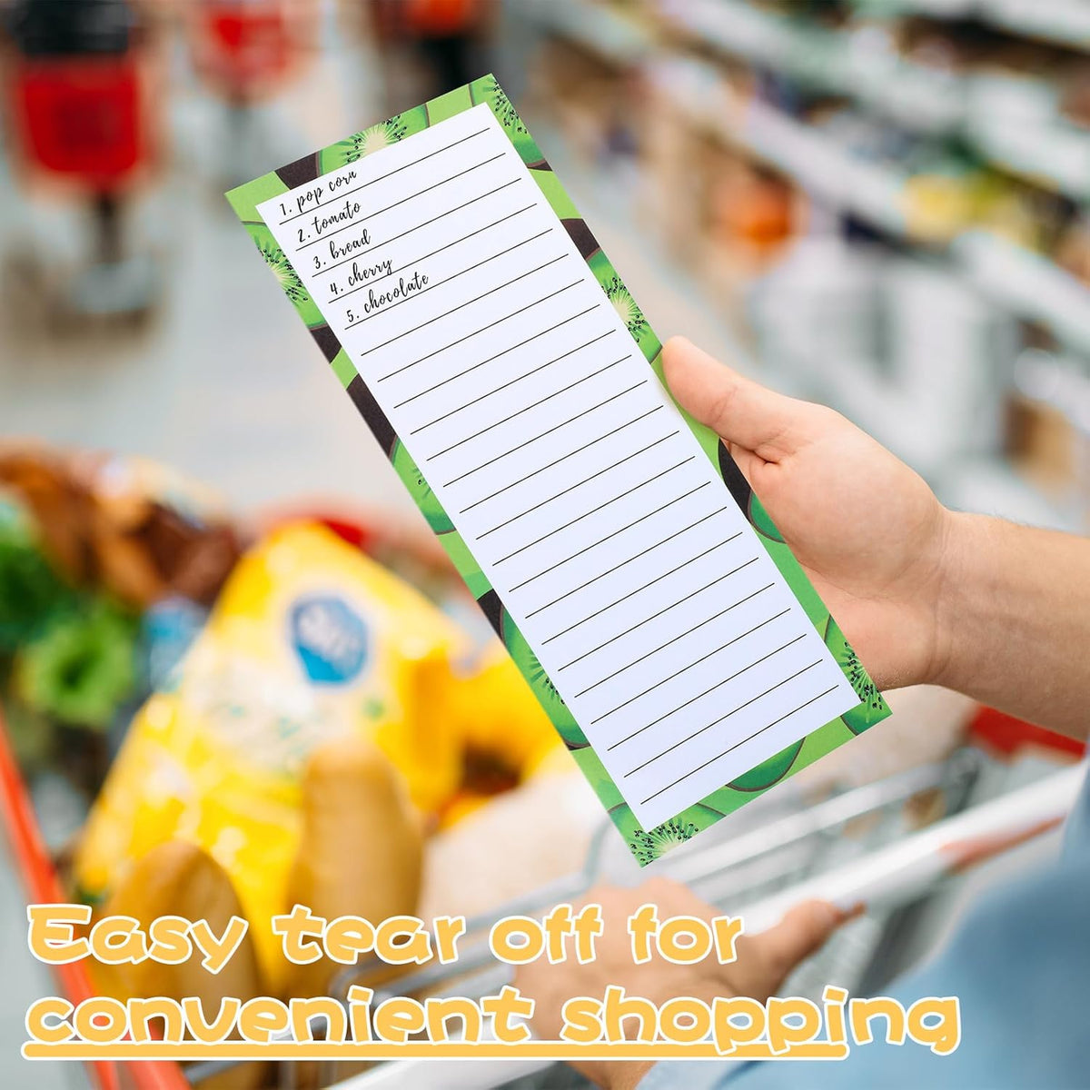 4 Pack Magnetic Note Pad for Fridge with Pen Holder, Totally 200 Sheets Grocery List Magnet Pad for Refrigerator Magnetic Shopping List Pad（Fruit Design）