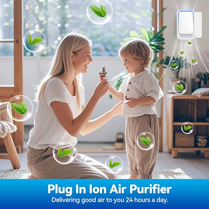 Plug In Air purifier for Home,Negative Ion Air Ionizers Quiet Air Freshener for Bedroom,Office,Kitchen,Mini Portable Ionizer Air Purifiers for Small Space(4)