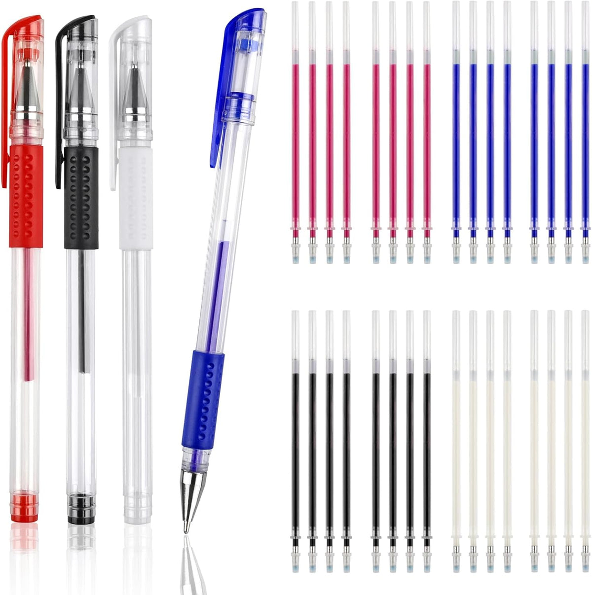 4 Pcs Heat Erasable Pens for Fabric with 32 Refills, Fabric Marking Pens for Sewing, Quilting, Embroidery, Dressmaking, Tailors Sewing Chalk Pencils